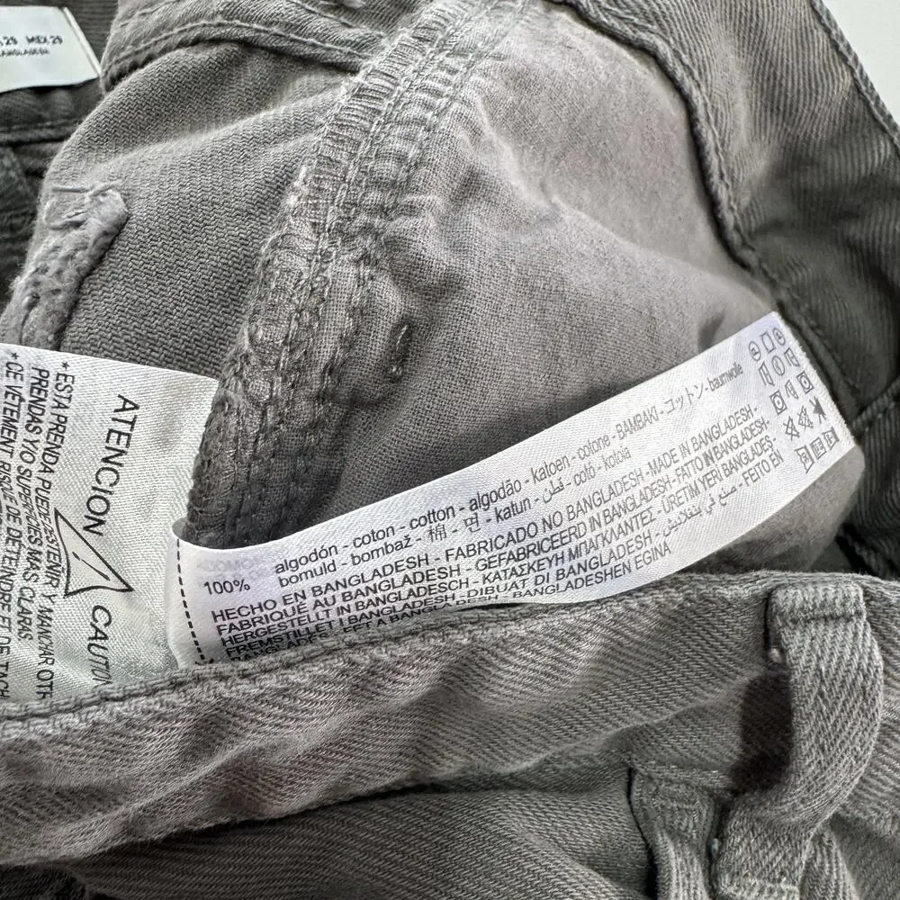 Bershka Pants Women Size 29 Grey‎ Cargo Grunge Streetwear Utility